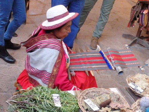 Weaving with a mix of colors.